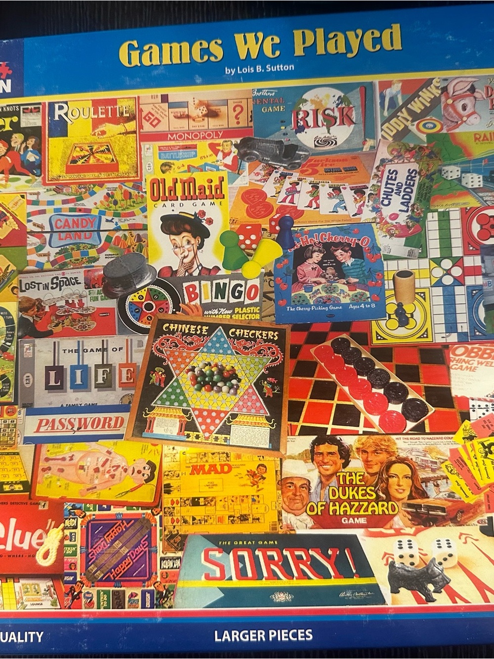 White Mountain Games We Played Collage Puzzle - Blue & Yellow